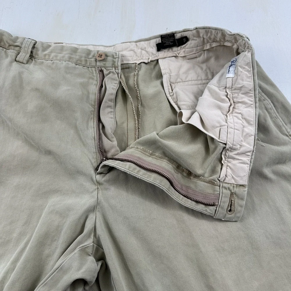 VTG Ron Herman Chino PANTS 36x32 Men Beige Khaki Soft Cotton Flat Front‎ Tag 38